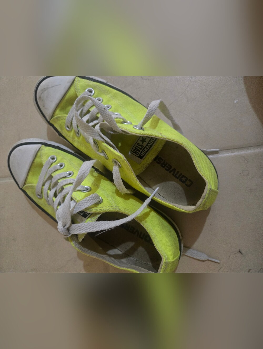 Converse Low Top Sneakers - Neon Lime Yellow with White Accents